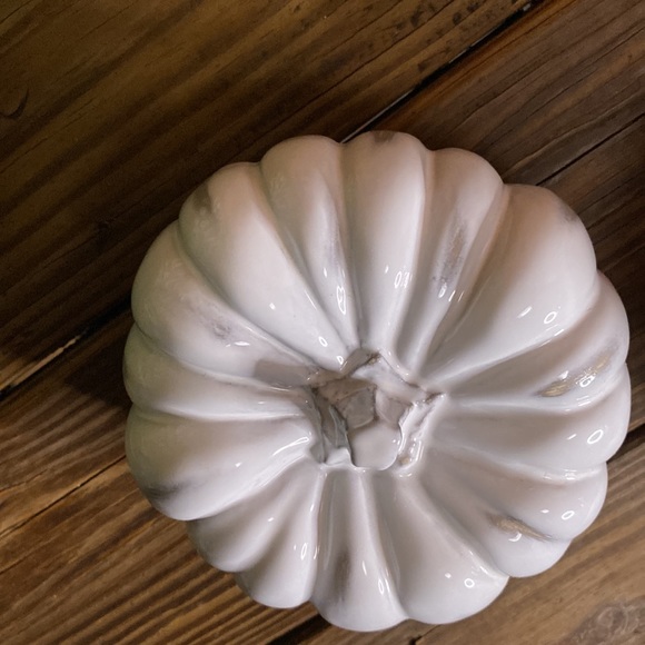 Crate&Barrel White Hand Glazed Ceramic Pumpkins - Set of Two - Medium and Small - Picture 8 of 16